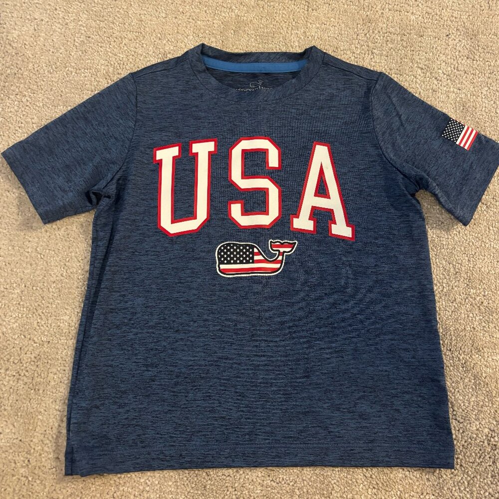 Vineyard Vines Performance T-Shirt Boys 3T USA Flag Whale